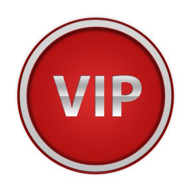 VIP dairesel simgesi beyaz arka plan üzerinde