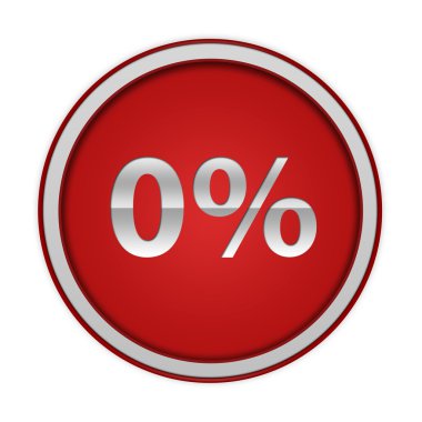 Beyaz arka plan üzerinde yüzde sıfır dairesel simgesi
