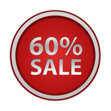 Satışı yüzde altmış dairesel simgesi beyaz arka plan üzerinde
