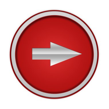 Beyaz arka plan üzerinde sağ ok dairesel simgesi