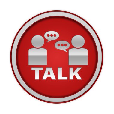 Dairesel simgesi beyaz arka plan üzerinde konuşmak