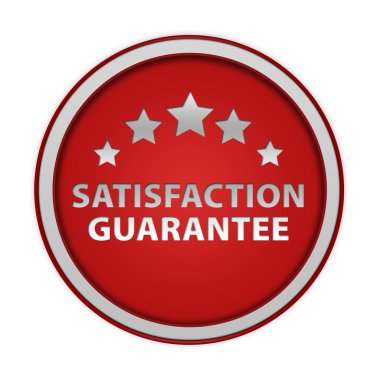 Memnuniyeti guaranteecircular simgesi beyaz arka plan üzerinde