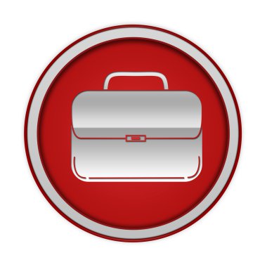 Beyaz arka plan üzerinde çanta dairesel simgesi