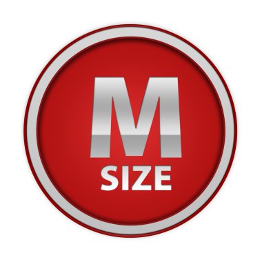M boyutu dairesel simgesi beyaz arka plan üzerinde