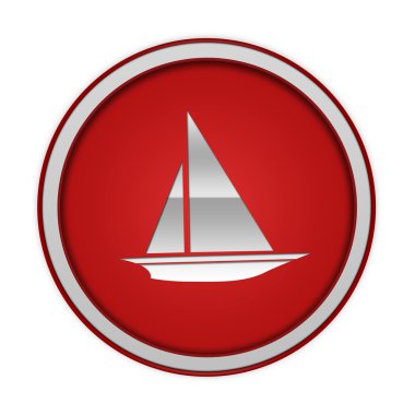 Beyaz arka plan üzerinde tekne dairesel simgesi