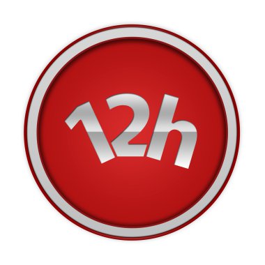 Beyaz arka plan üzerinde 12 saat dairesel simgesi