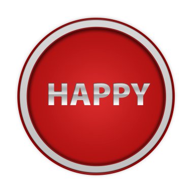 Beyaz arka plan üzerinde mutlu dairesel simgesi