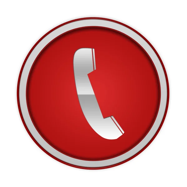 Ícone circular do telefone no fundo branco — Fotografia de Stock