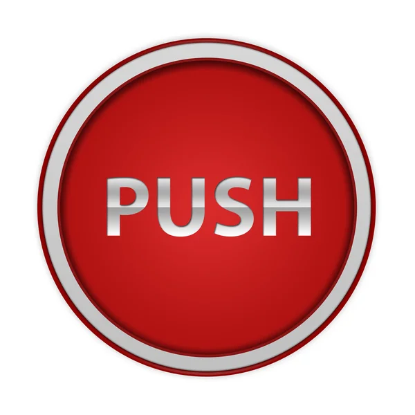Push circular icon on white background — Stock Photo, Image
