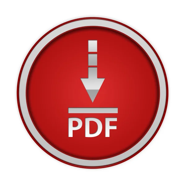 Pdf descargar icono circular sobre fondo blanco —  Fotos de Stock