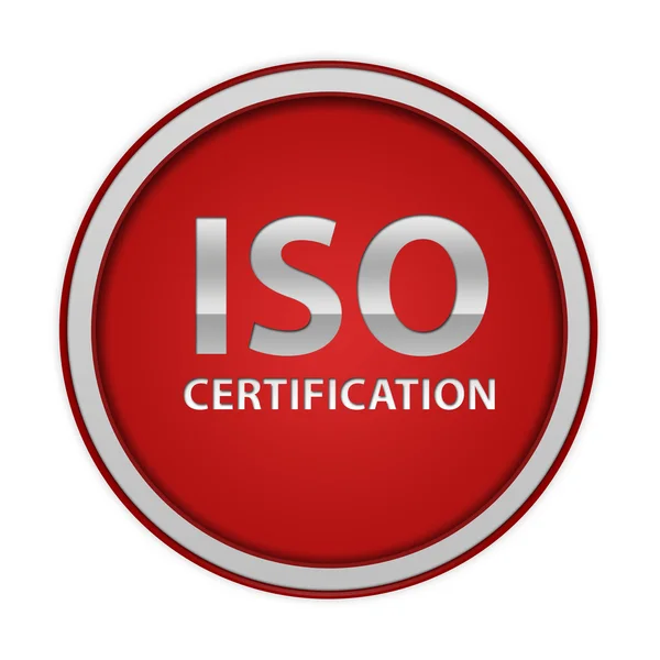 Iso-Zertifizierung kreisförmiges Symbol auf weißem Hintergrund — Stockfoto