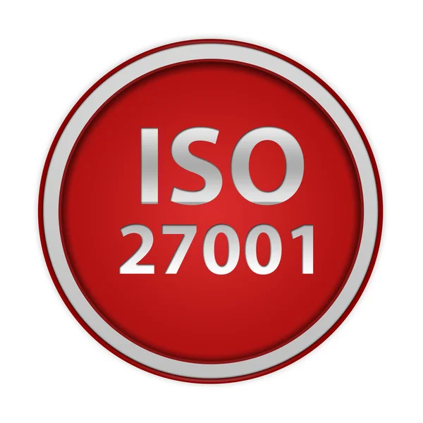 ISO 27001 kör alakú ikon fehér háttér — Stock Fotó