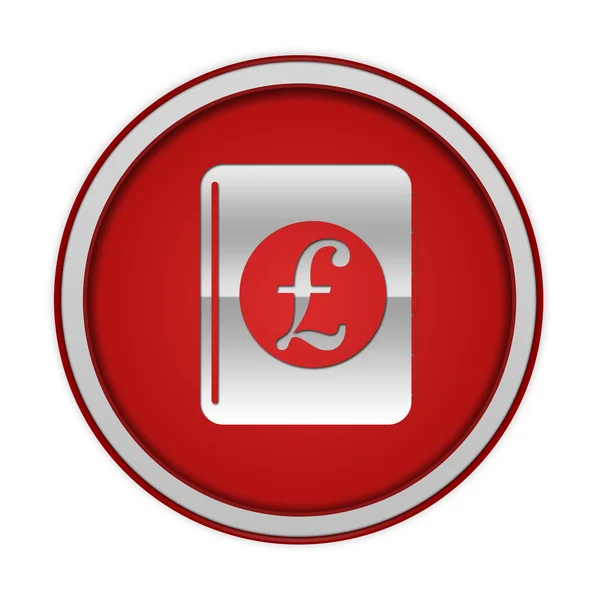 Pfund-Geldbuch-Rundsymbol auf weißem Hintergrund — Stockfoto
