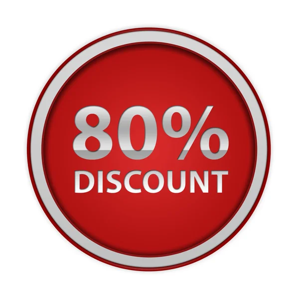 Discount eighty percent circular icon on white background — Stock Photo, Image