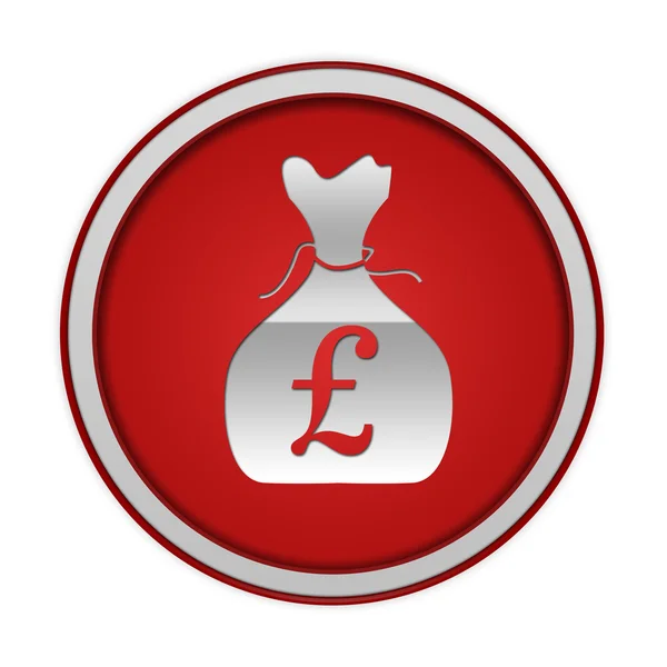 Pound money bag circular icon on white background — Stock Photo, Image