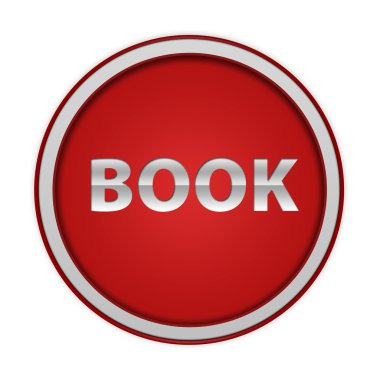 Beyaz arka plan üzerinde kitap dairesel simgesi