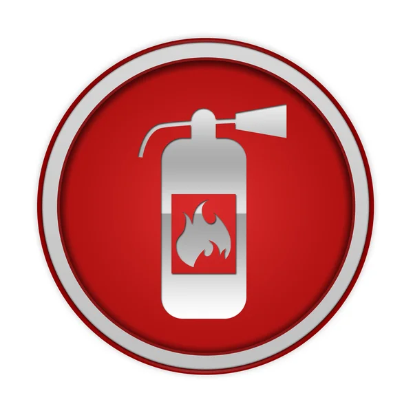 Kulatá ikona hasicí přístroj na bílém pozadí — Stock fotografie