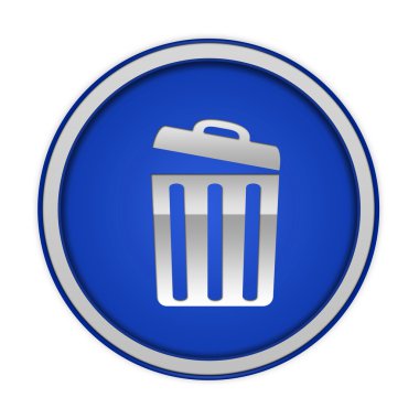 beyaz zemin üzerinde dairesel simgesini çöp kutusu