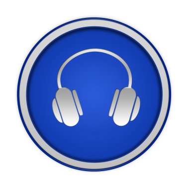 Beyaz arka plan üzerinde kulaklık dairesel simgesi