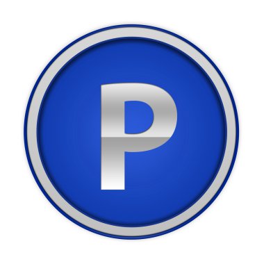 Dairesel simgesi beyaz arka plan üzerinde otopark