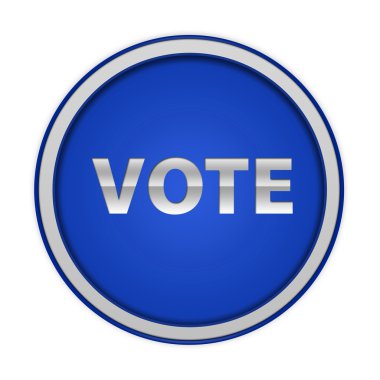 Beyaz arka plan üzerinde oy dairesel simgesi