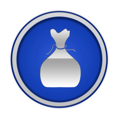 Para çantası dairesel simgesi beyaz arka plan üzerinde