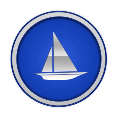 Beyaz arka plan üzerinde tekne dairesel simgesi