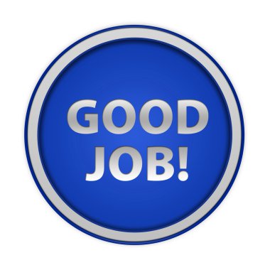 Beyaz arka plan üzerinde iyi iş dairesel simgesi