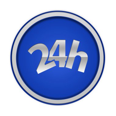 Beyaz arka plan üzerinde 24 saat dairesel simgesi