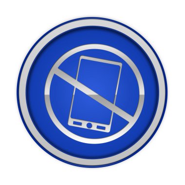 Telefon yasağı dairesel simgesi beyaz arka plan üzerinde