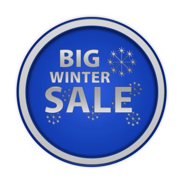 Kış satış dairesel simgesi beyaz arka plan üzerinde