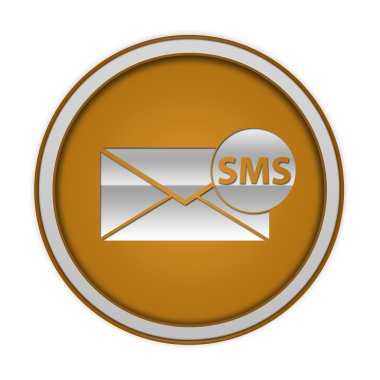 SMS dairesel simgesi beyaz zemin üzerine