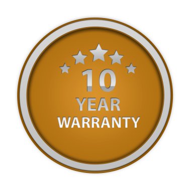 On yıl garanti dairesel simgesi beyaz arka plan üzerinde