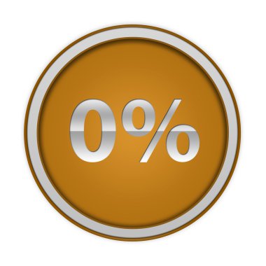 Beyaz arka plan üzerinde yüzde sıfır dairesel simgesi