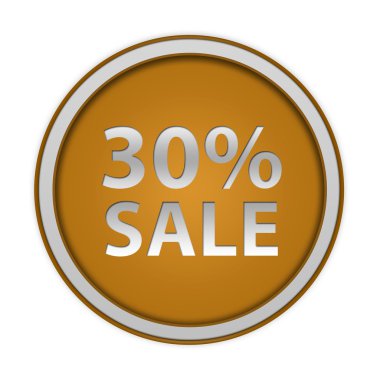 Beyaz arka plan üzerinde satış % 30'u dairesel simgesi