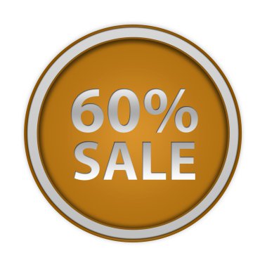 Satışı yüzde altmış dairesel simgesi beyaz arka plan üzerinde