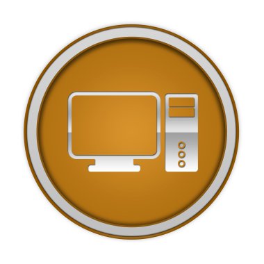 Beyaz arka plan bilgisayar dairesel simgesine