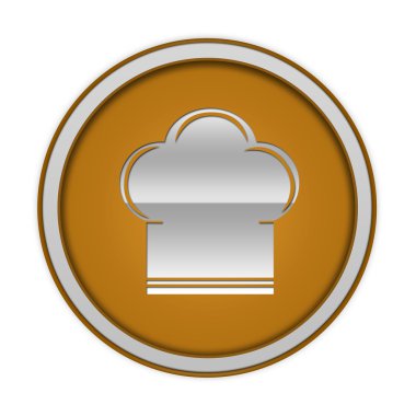 Şef dairesel simgesi beyaz arka plan üzerinde