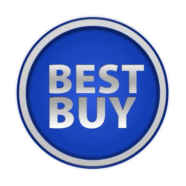 Am besten kaufen kreisförmiges Symbol auf weißem Hintergrund — Stockfoto