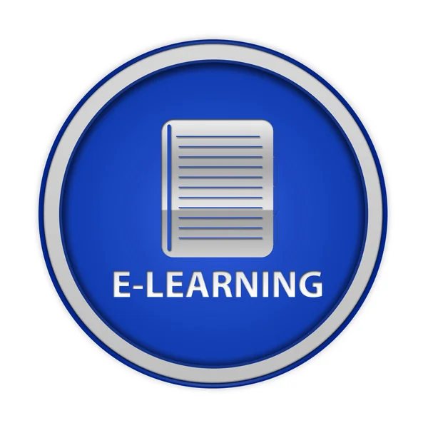 Icono circular de aprendizaje electrónico sobre fondo blanco —  Fotos de Stock