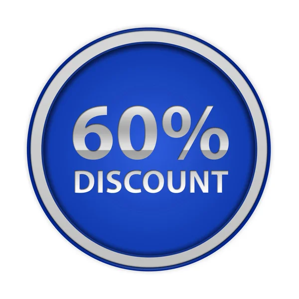 Discount sixty percent circular icon on white background — Stock Photo, Image