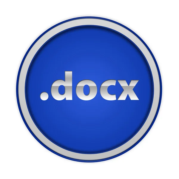 .docx kreisförmiges Symbol auf weißem Hintergrund — Stockfoto