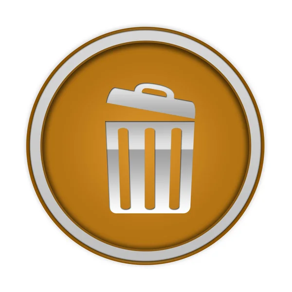 Mülleimer kreisförmiges Symbol auf weißem Hintergrund — Stockfoto