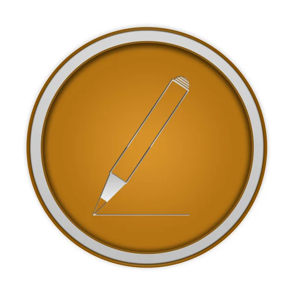Kulatá ikona tužky na bílém pozadí — Stock fotografie