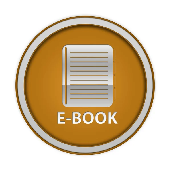 Круговая иконка электронной книги на белом фоне — стоковое фото