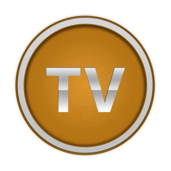 Icono circular de TV sobre fondo blanco —  Fotos de Stock