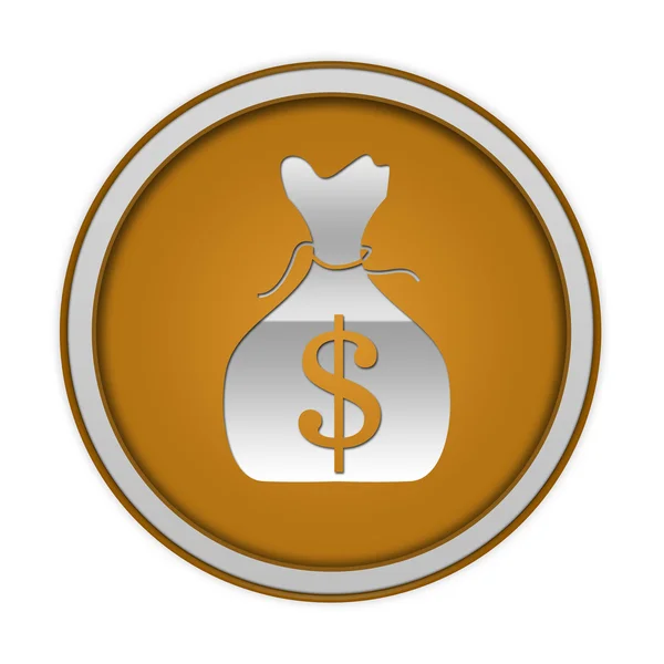 Dollar geld tas circulaire pictogram op witte achtergrond — Stockfoto