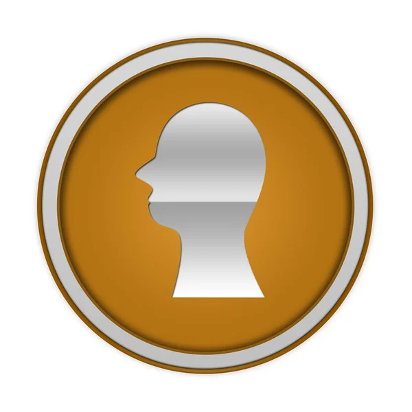 Ícone circular silhueta cabeça no fundo branco — Fotografia de Stock
