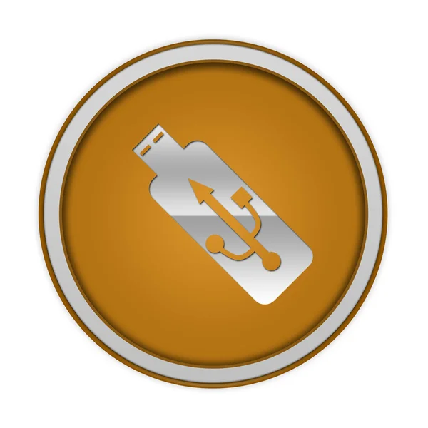 Kulatá ikona USB na bílém pozadí — Stock fotografie