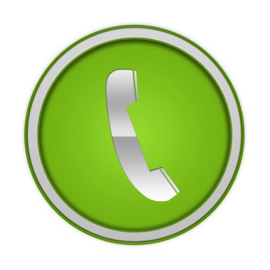 beyaz zemin üzerinde telefon dairesel simgesi